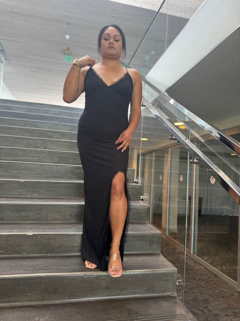 Black Dress with lace Trim