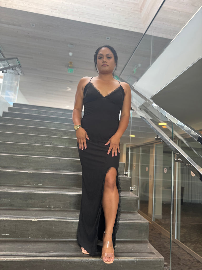 Black Dress with lace Trim